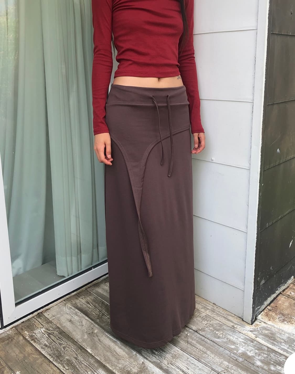 레이어드 맥시 롱 스커트 브라운 상품이미지1