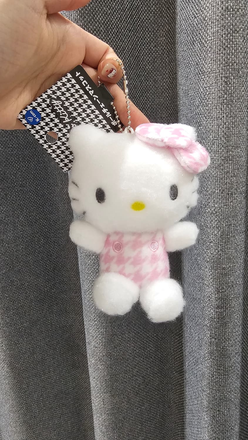 일본정품 산리오 헬로키티 하운드투스 핑크체크 키링  상품이미지1