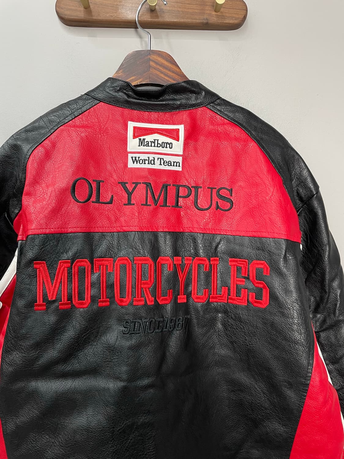 페라리 말보로 패치워크 레드 배색 레더 레이싱 자켓 H1837 상품이미지7