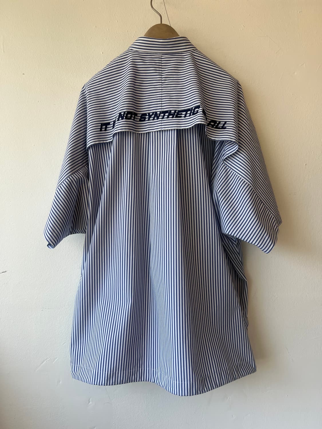 준지 JUUN.J 남성 네이비 스트라이프셔츠 코튼반팔셔츠 상품이미지3