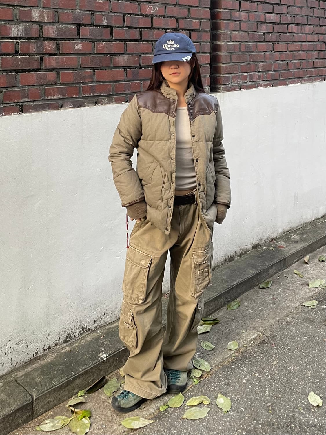 핸드워머 레더  웨스턴 다운 패딩 상품이미지3