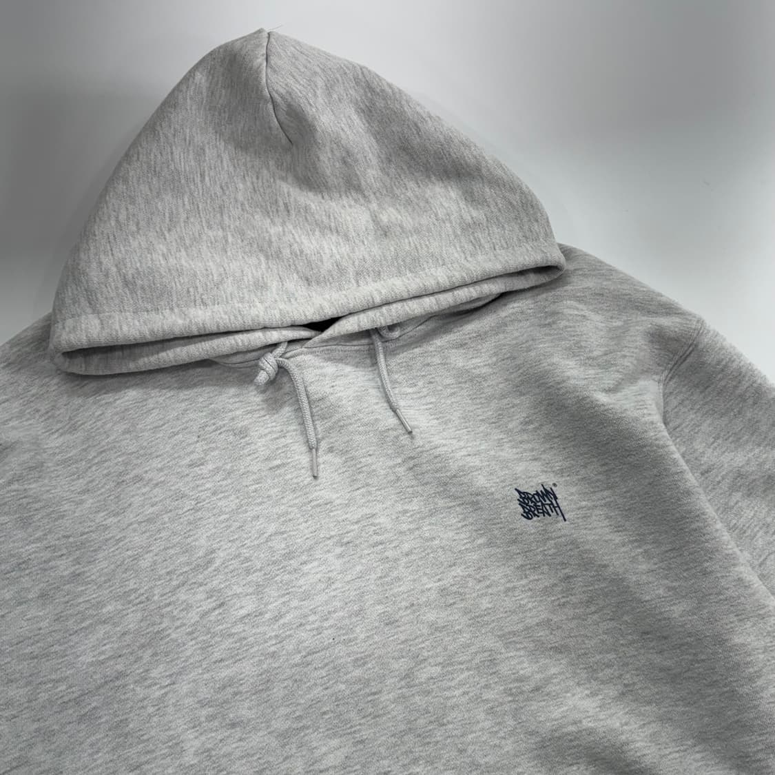 Brown Breath 브라운브레스 네이비 로고 멜란지 후드티 상품이미지4