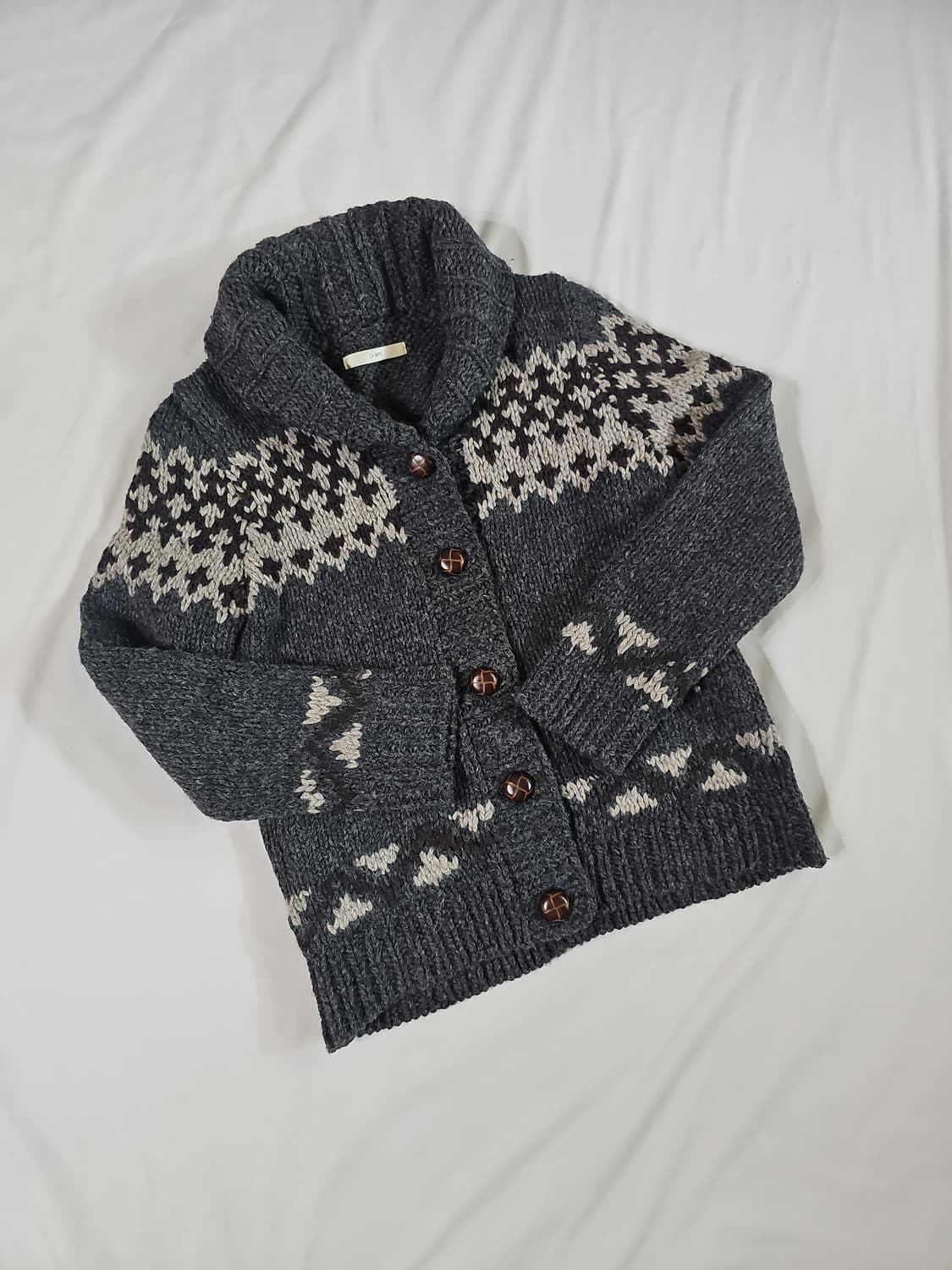 [xs-s] SHIPS 일본 빈티지 헤비 울 코위찬 노르딕 패턴 가디건 상품이미지3