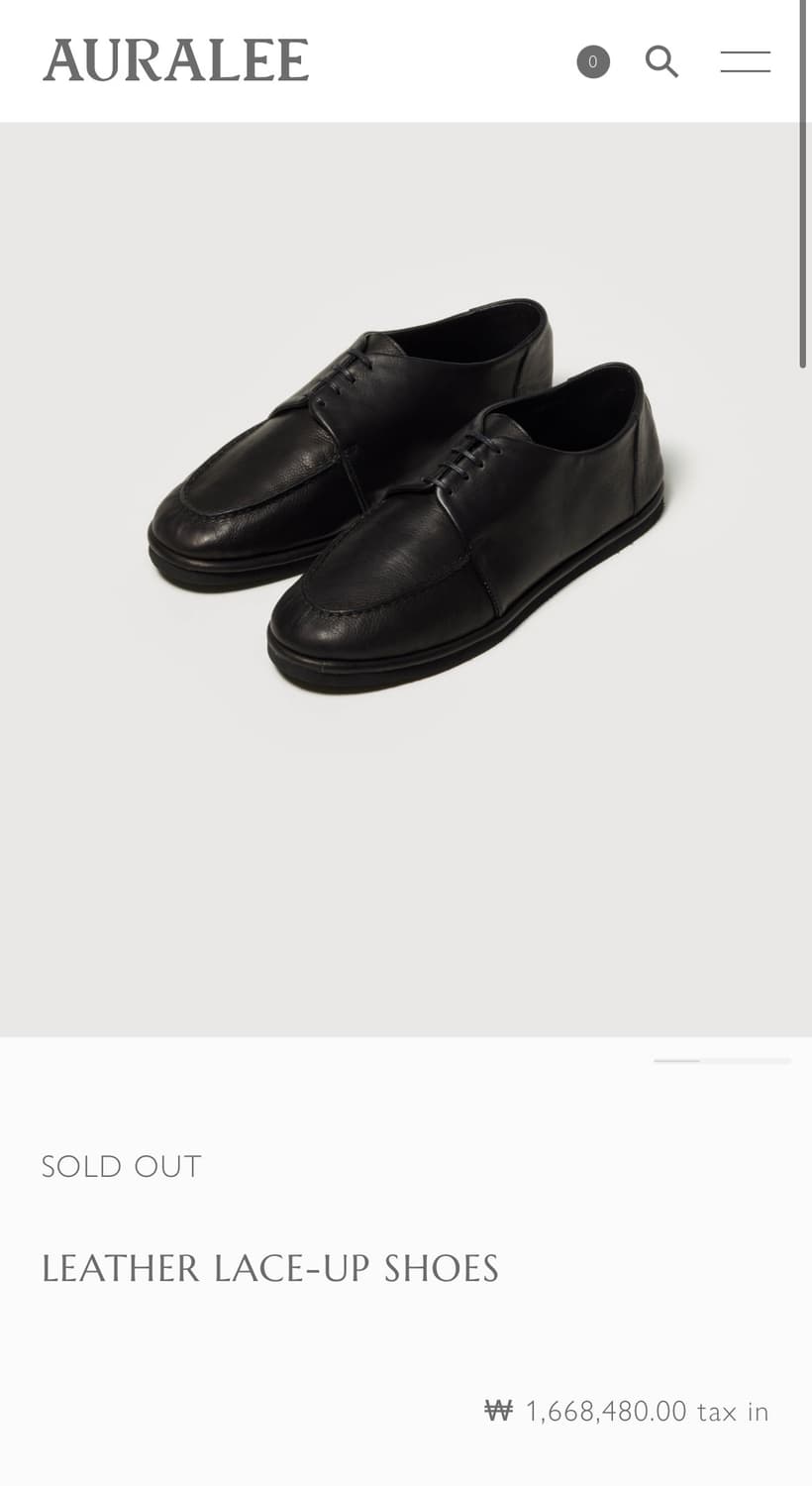 [9]오라리 25fw 레더 레이스업 슈즈/블랙 상품이미지4