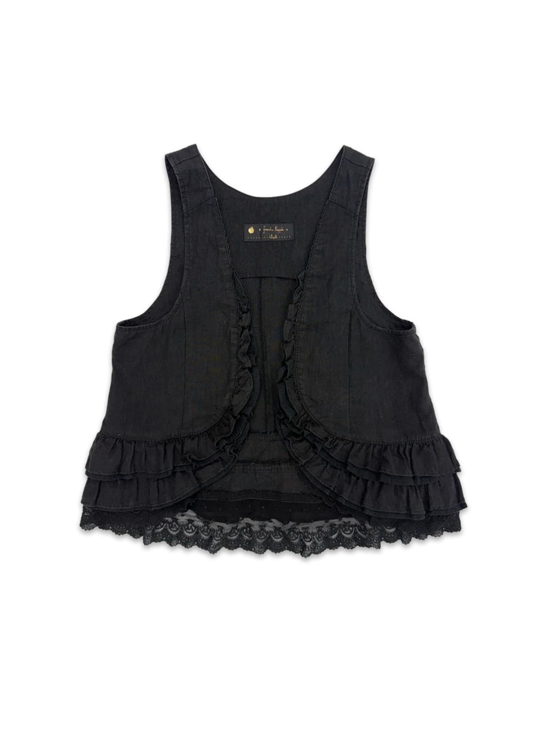 빈티지 franche lippee 블랙 레이스 프릴 슬리브리스 베스트 상품이미지1