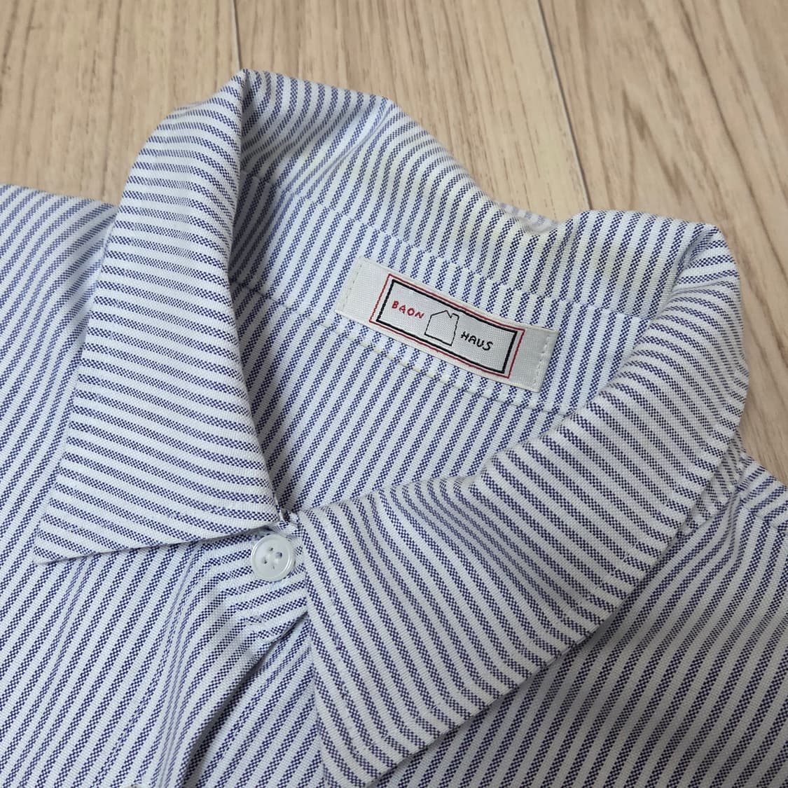바온 스트라이프 오버핏 반팔 셔츠 상품이미지3