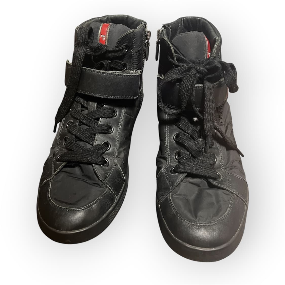 [270] 프라다 스포츠 블랙 레더 벨크로 하이탑 스니커즈 상품이미지3