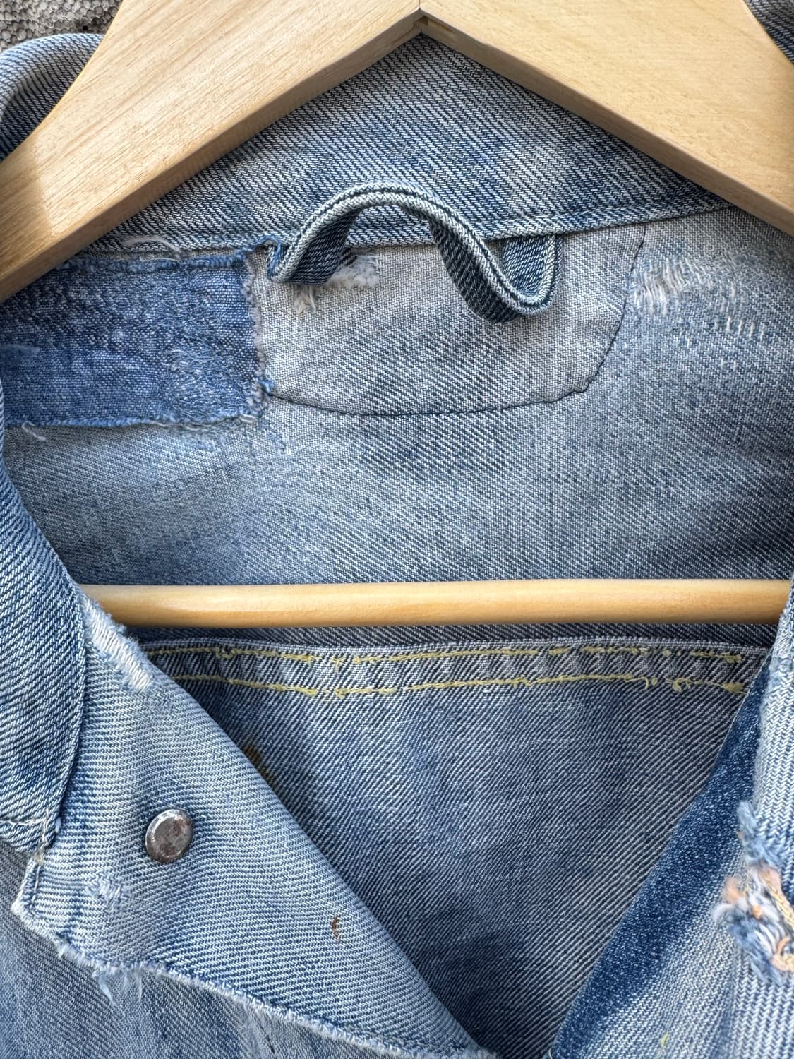 70s lee 빈티지 하드페이딩 101-j 워싱 데님 트러커 자켓 상품이미지7