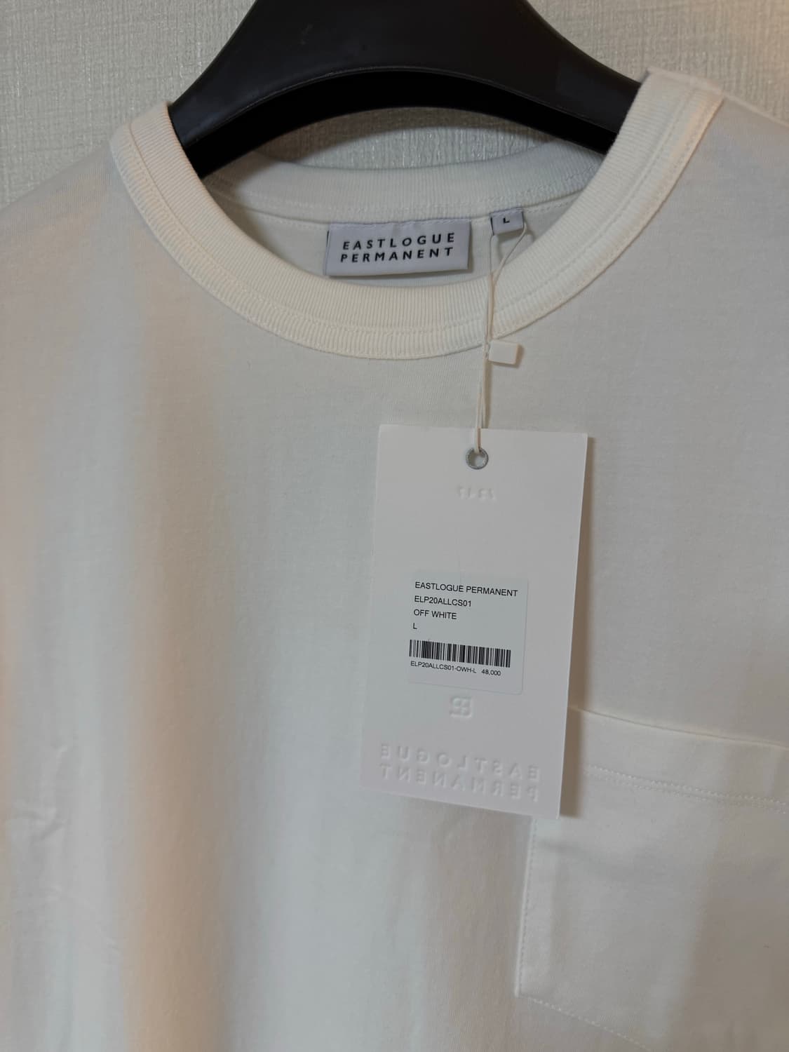 (새상품)이스트로그 퍼머넌트 포켓 반팔티 화이트 L 상품이미지3