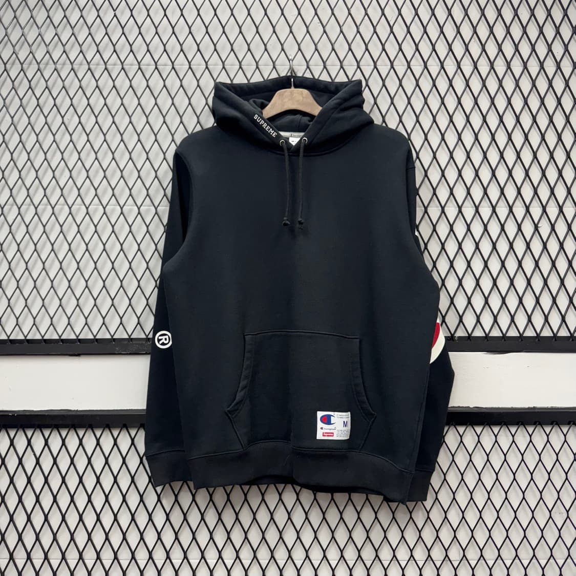 18S/S 슈프림 X 챔피온 후디 스웻셔츠 빅로고 프린팅 디테일 후드티 상품이미지1