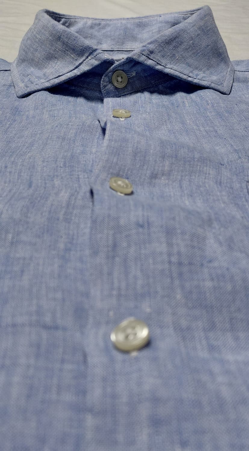 [105] ORIHICA 린넨 100% 7~8부 셔츠 (스카이블루) 상품이미지10