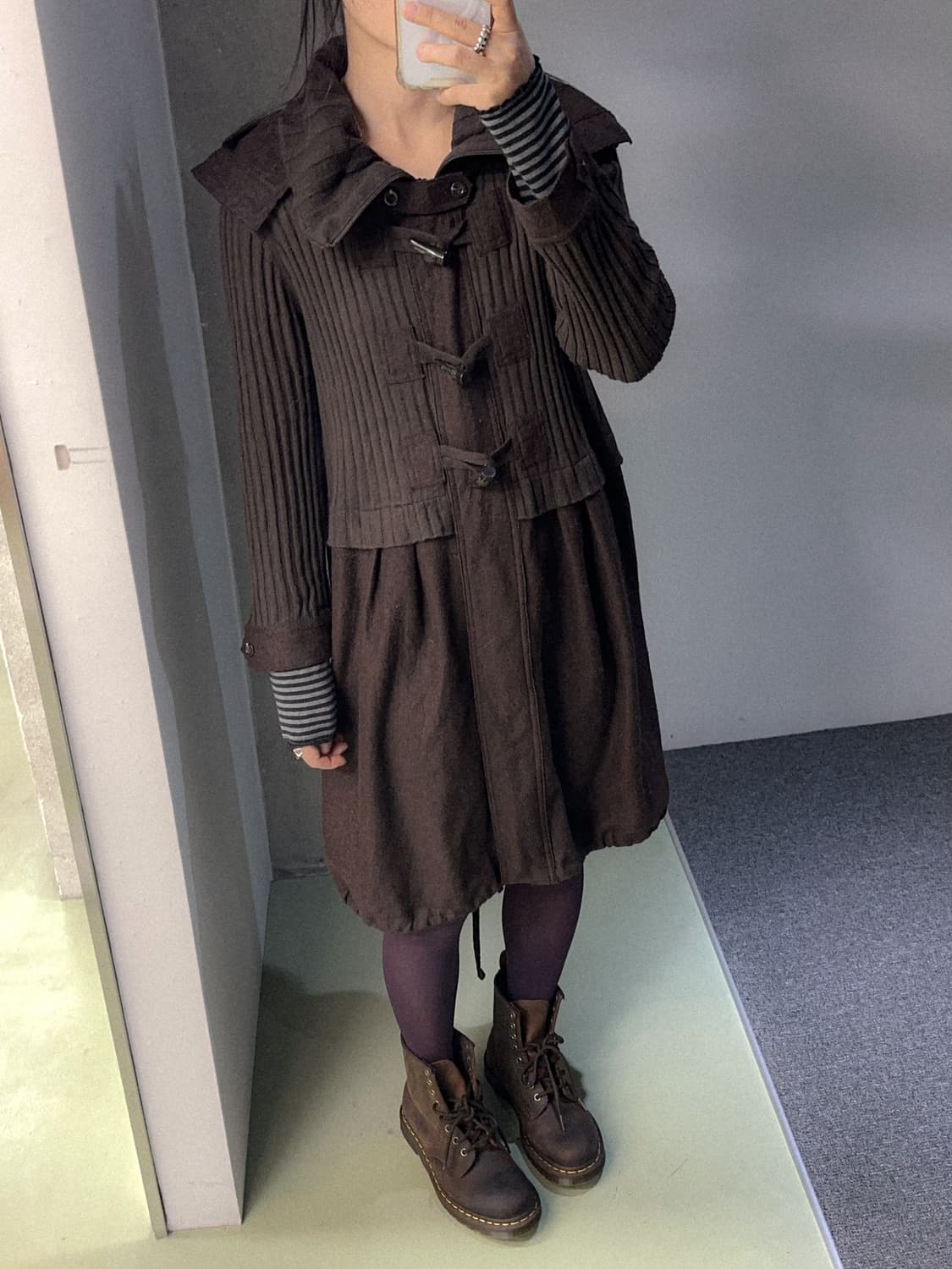 duffle hood knit/wool zip jacket(brown) 상품이미지1