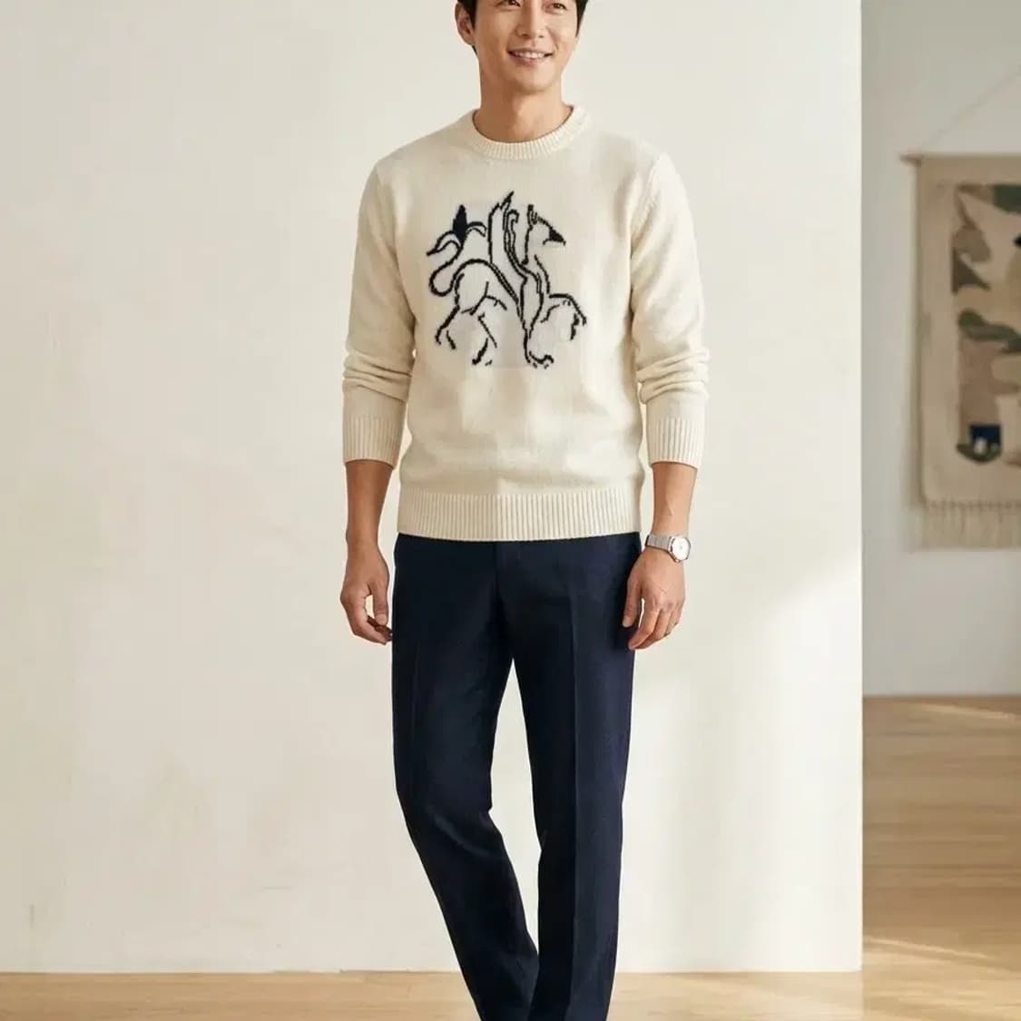 맨온더분 아이보리 울 니트 100 상품이미지1