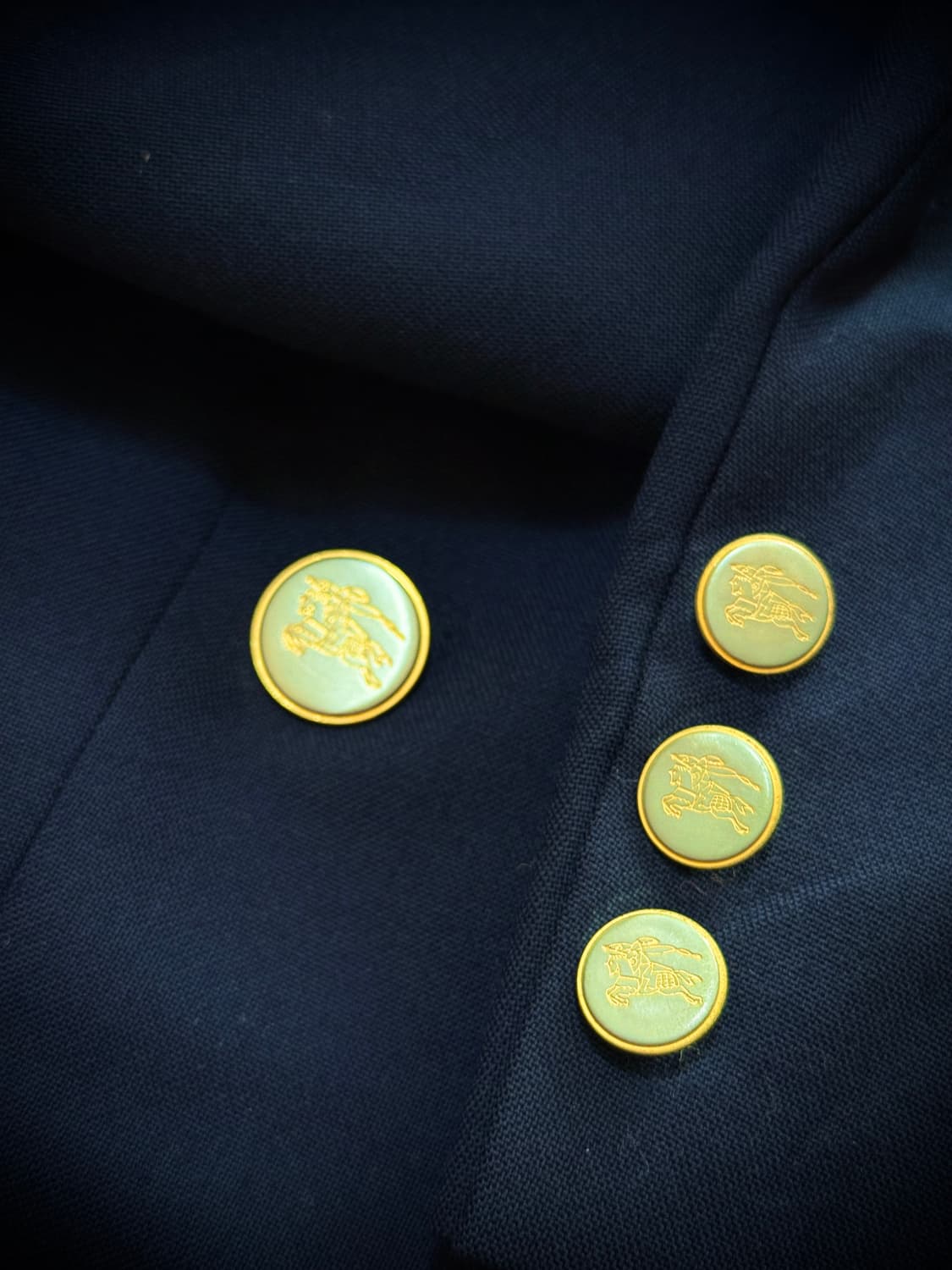 80s 90s USA 버버리 네이비 금장 더블 브레스티드 자켓 상품이미지6