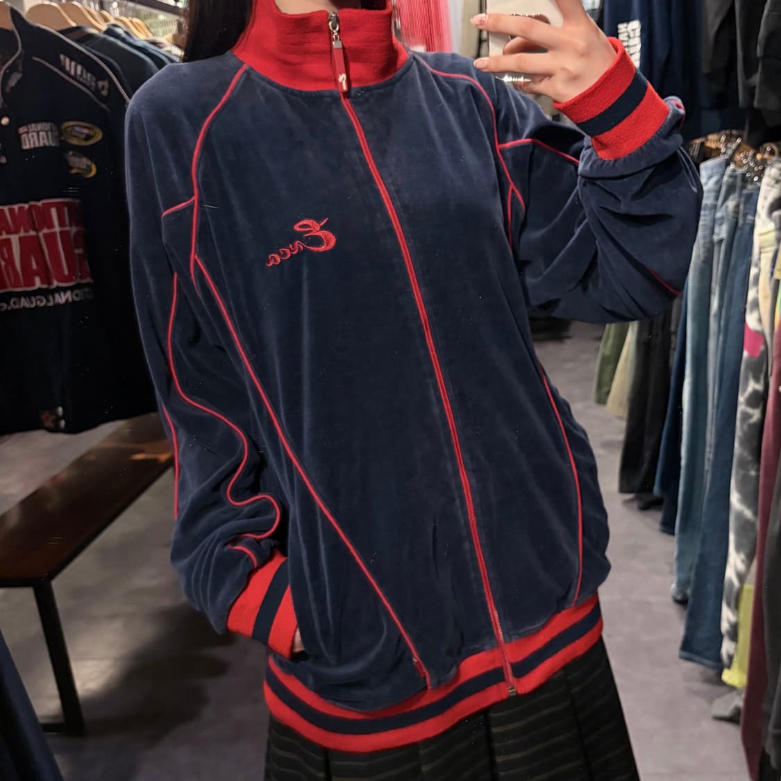 [IM] vtg 벨벳 트랙 자켓 네이비/레드 상품이미지4