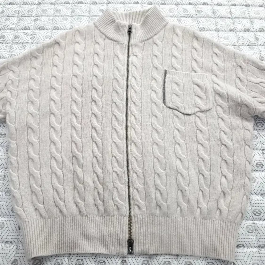 Brunello Cucinelli 캐시미어 꽈배기 집업 니트 95 상품이미지2