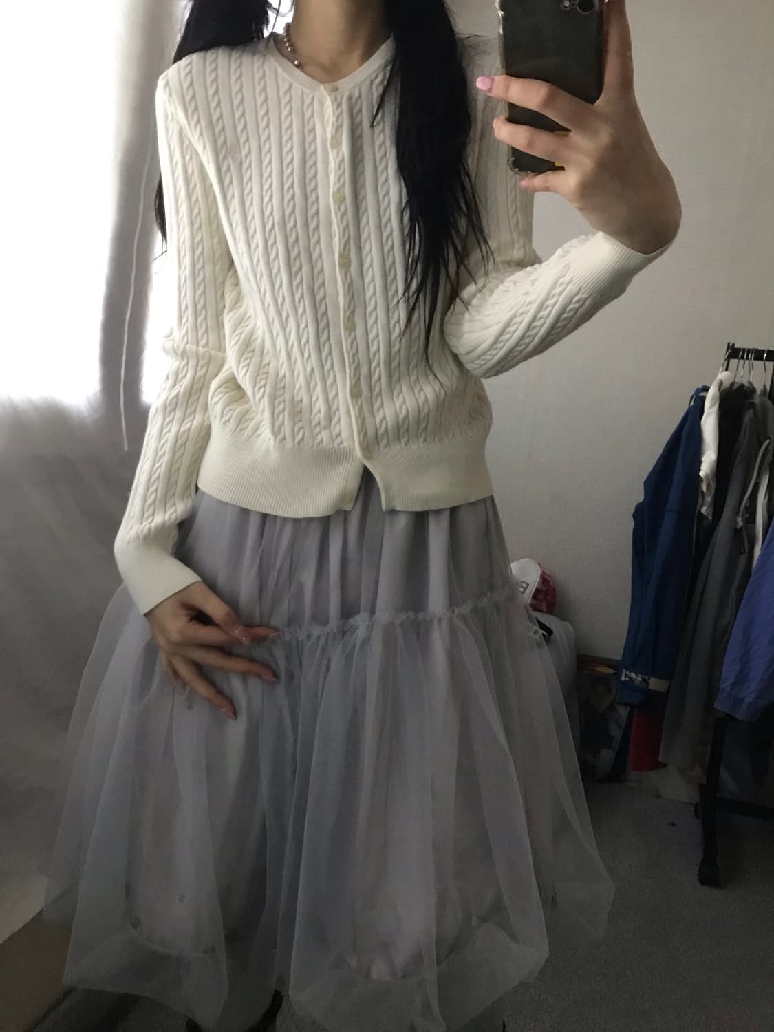 폴로 아이보리 케이블 가디건 상품이미지1
