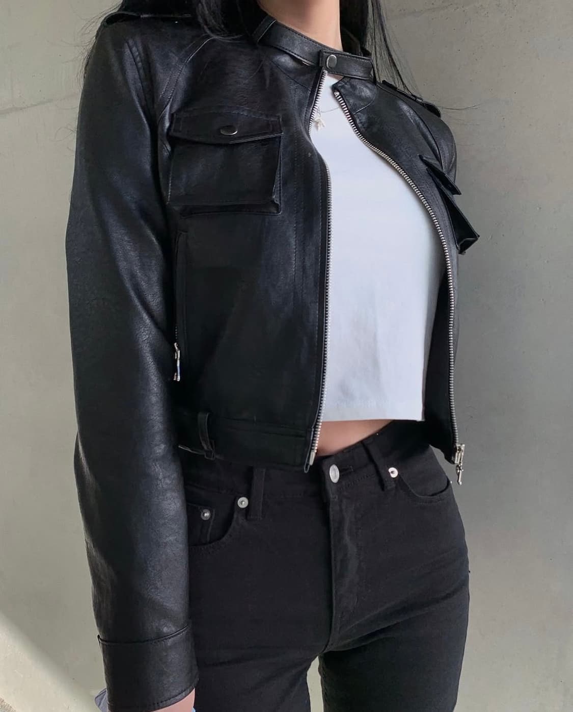 페일제이드 모토 레이서 레더 자켓 블랙 상품이미지4