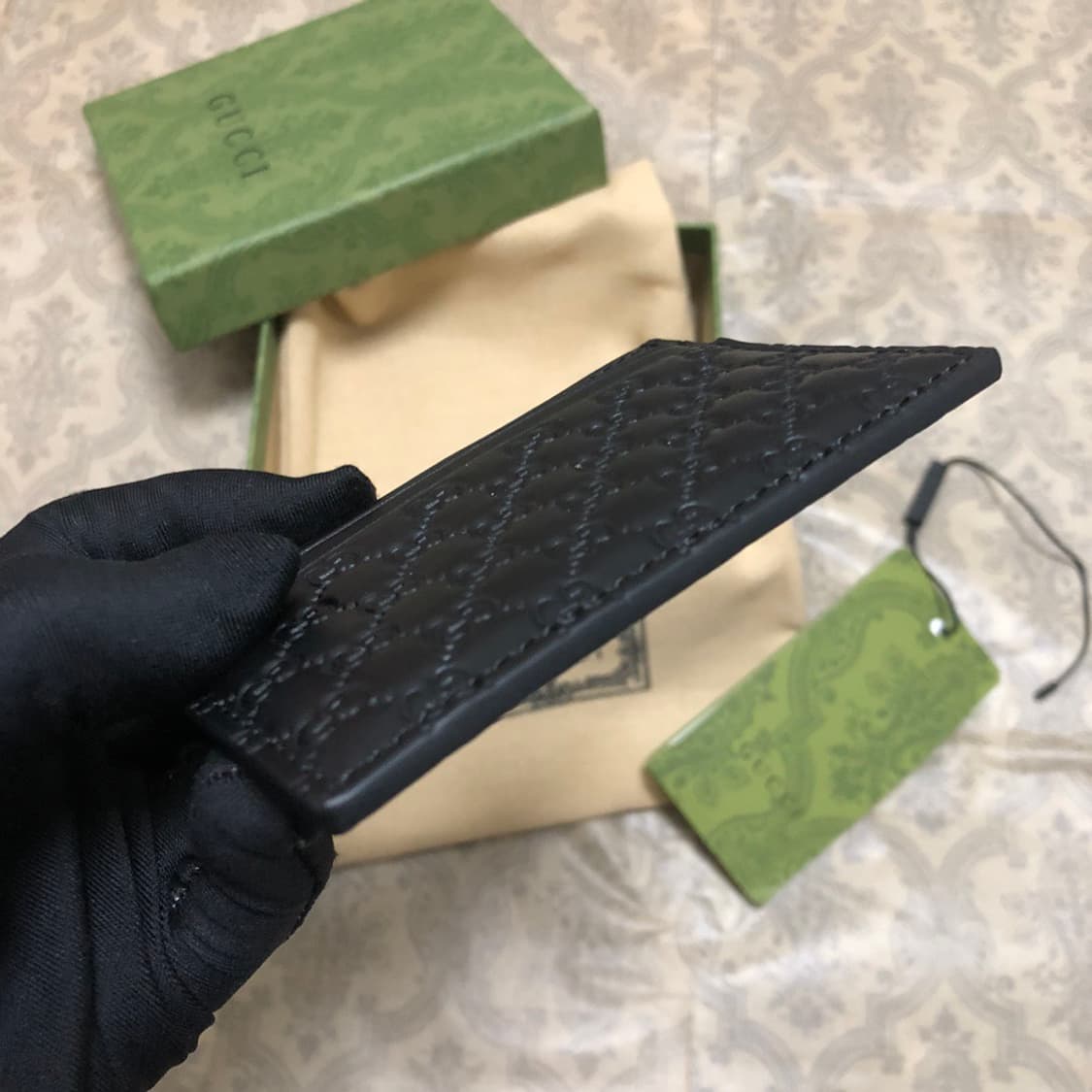 구찌 마이크로 GG 시마 카드 케이스 블랙 상품이미지4