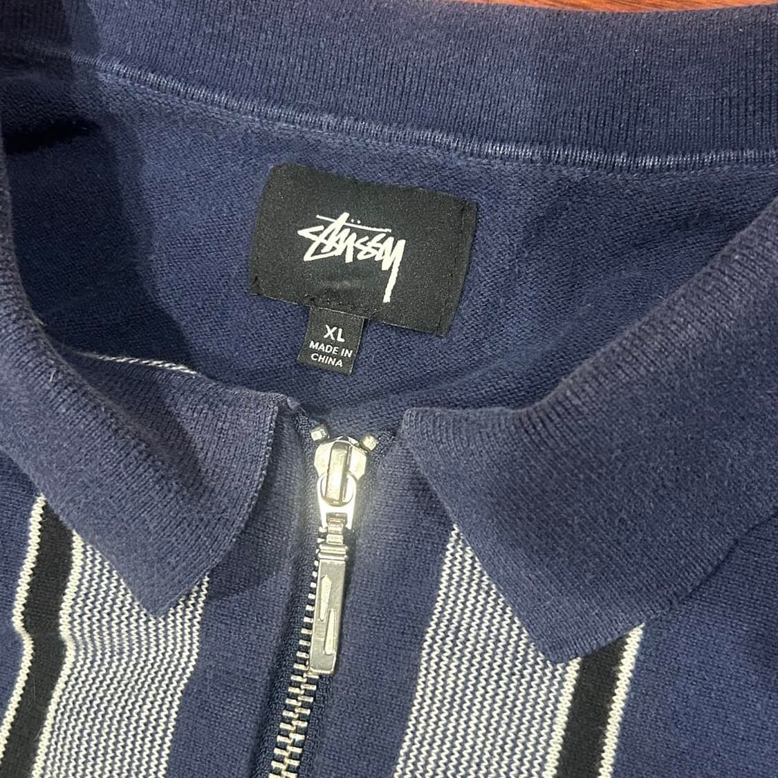 스투시 풀 집 LS 니트 폴로 네이비 상품이미지2