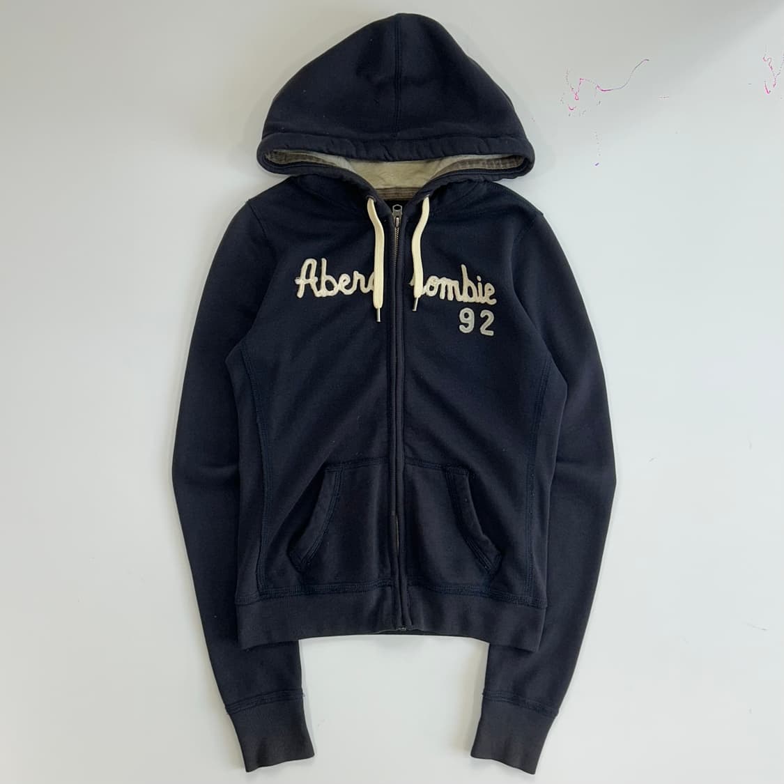 Abercrombie 아베크롬비 레터링로고 네이비 후드집업 상품이미지3