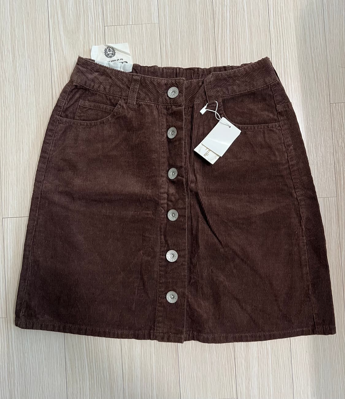 여름 꽃화이트 니트조끼&코듀로이 브라운 치마 세트 상품이미지4