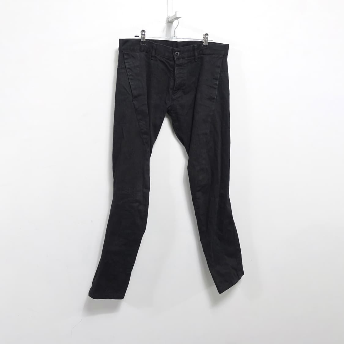 [46]SHELLAC 셸락 블랙 가먼트다잉 패브릭 J커브 아티잔 팬츠 상품이미지2