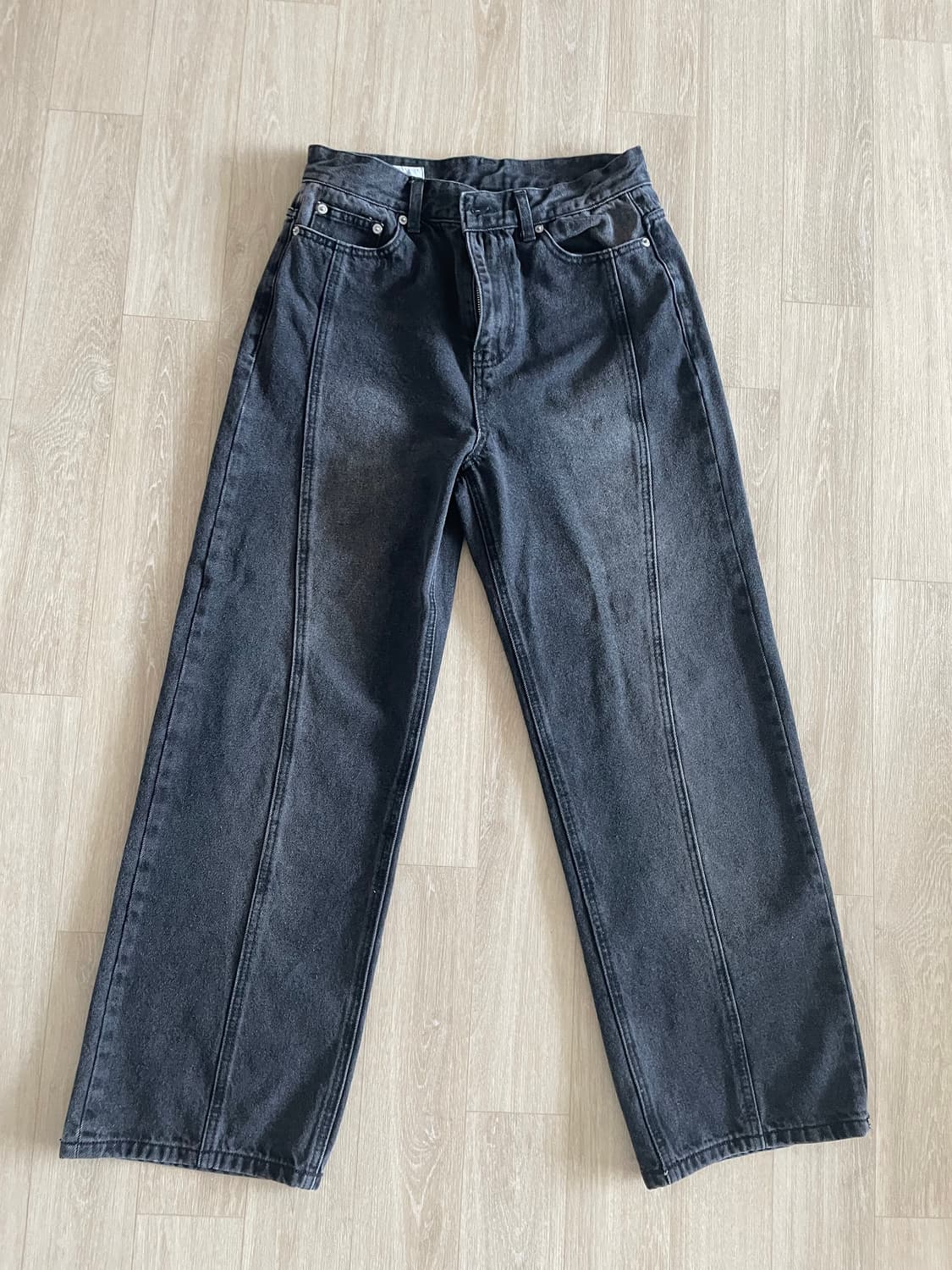 아웨데이즈 웨이비 커브드 와이드 데님 팬츠 상품이미지1