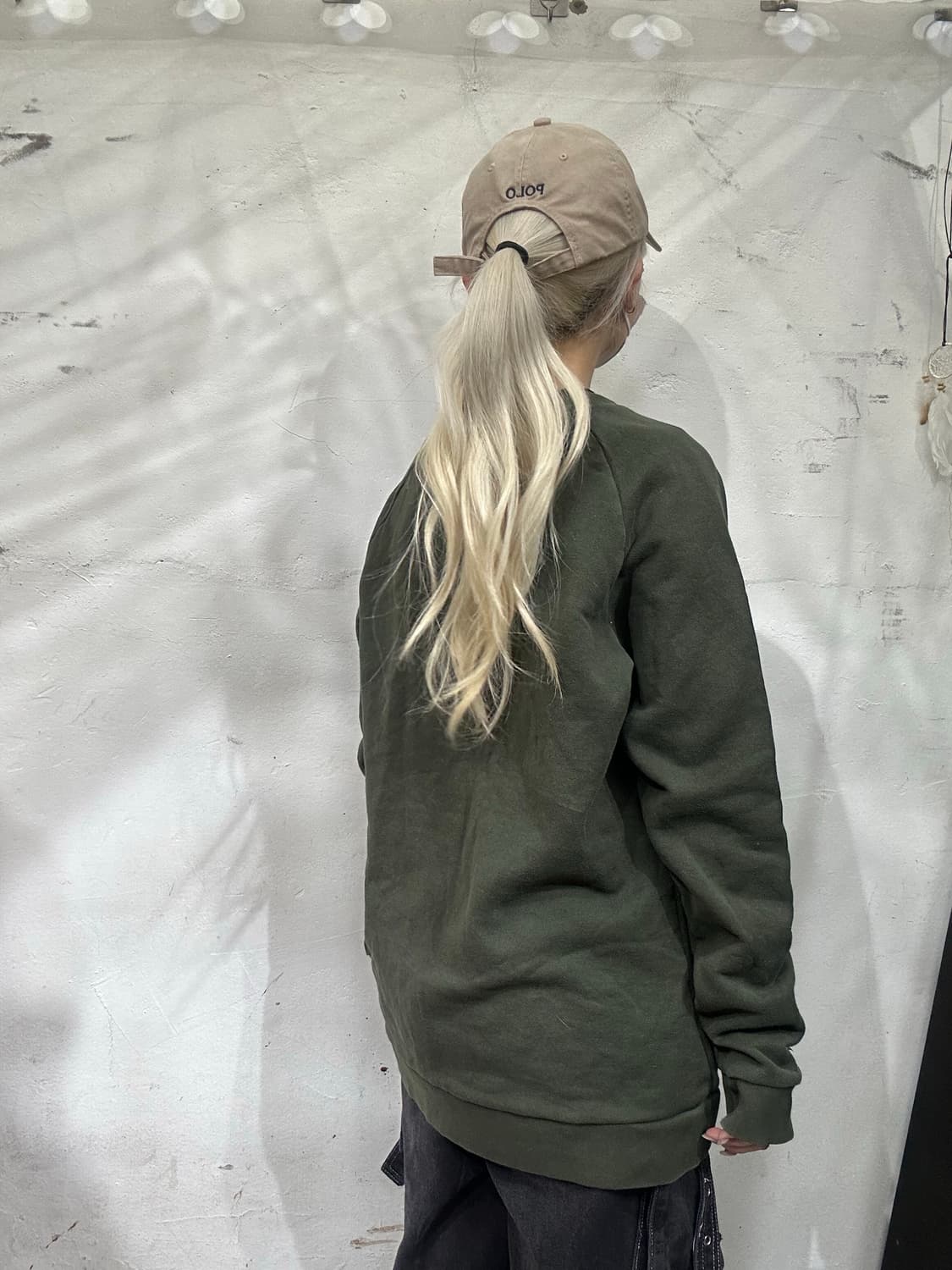 아디다스 카키 화이트 빅 로고 맨투맨 L 상품이미지3