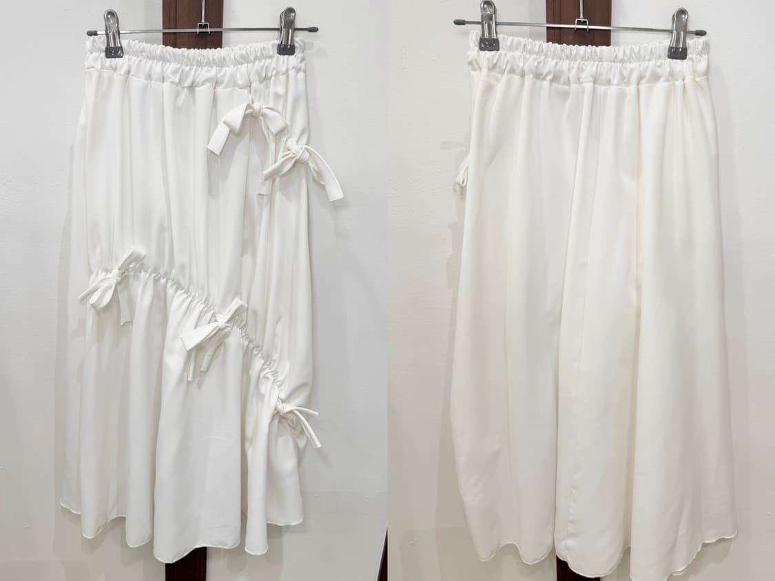 White ribbon shirred skirt 상품이미지4