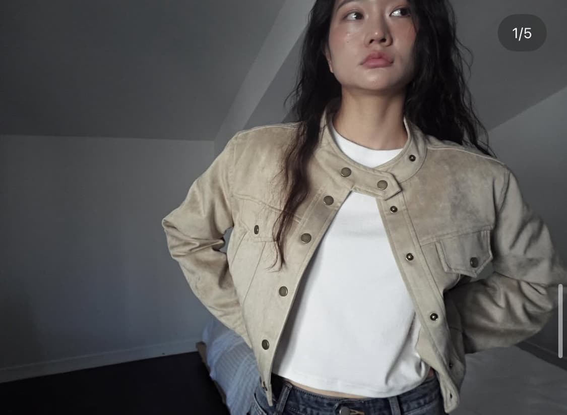 Clo studio 스웨이드 크롭 자켓 상품이미지1