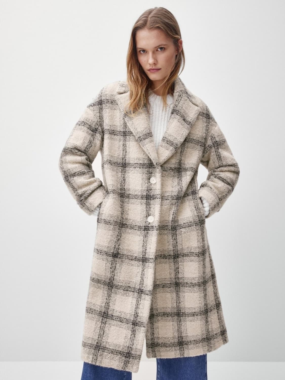 [마시모두띠] 여성  체크 이태리 알파카 코트 상품이미지1