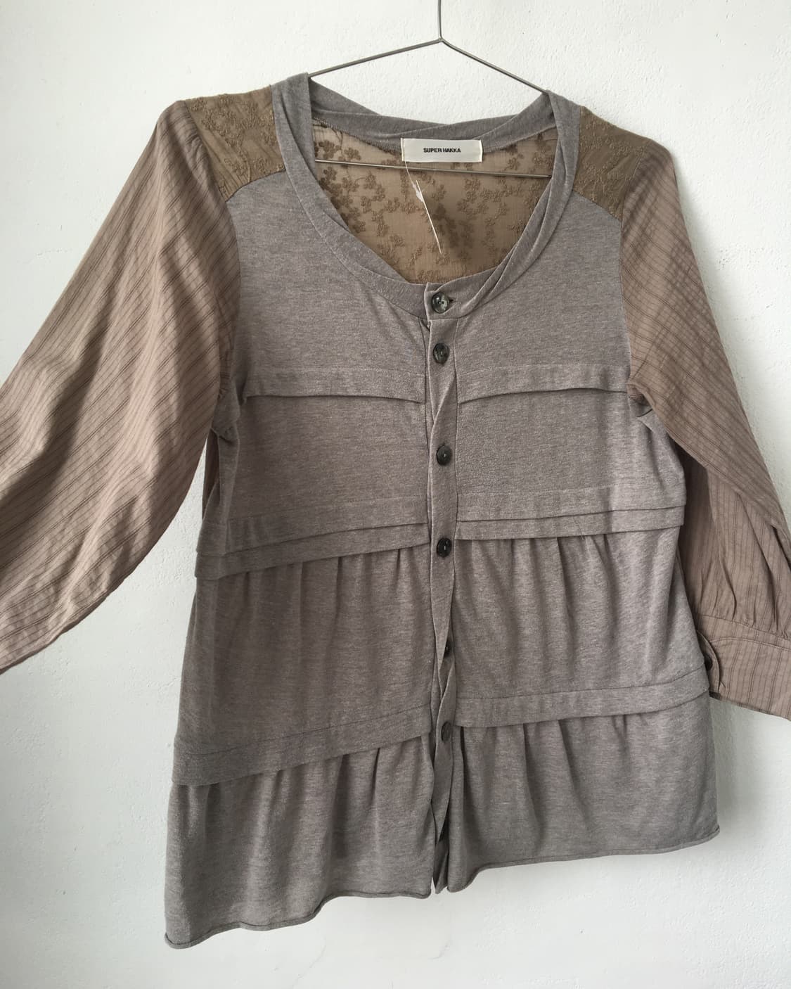 Layer patch work point blouse 상품이미지4