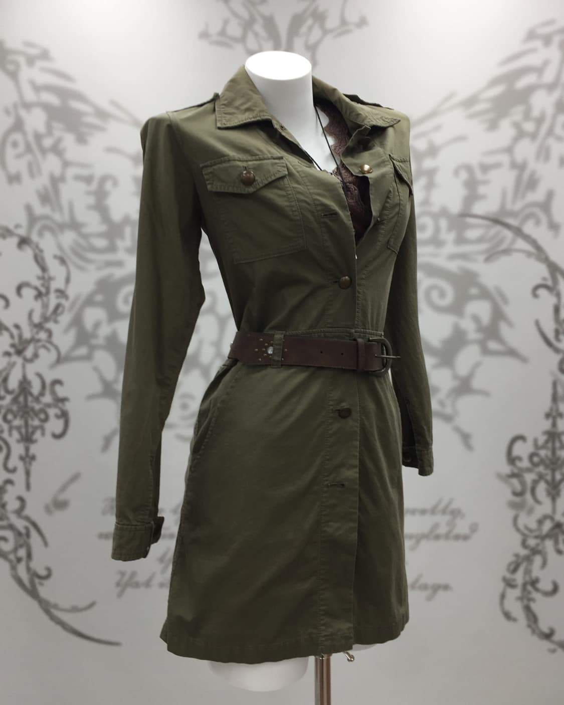 Y2K khaki button dress 상품이미지3