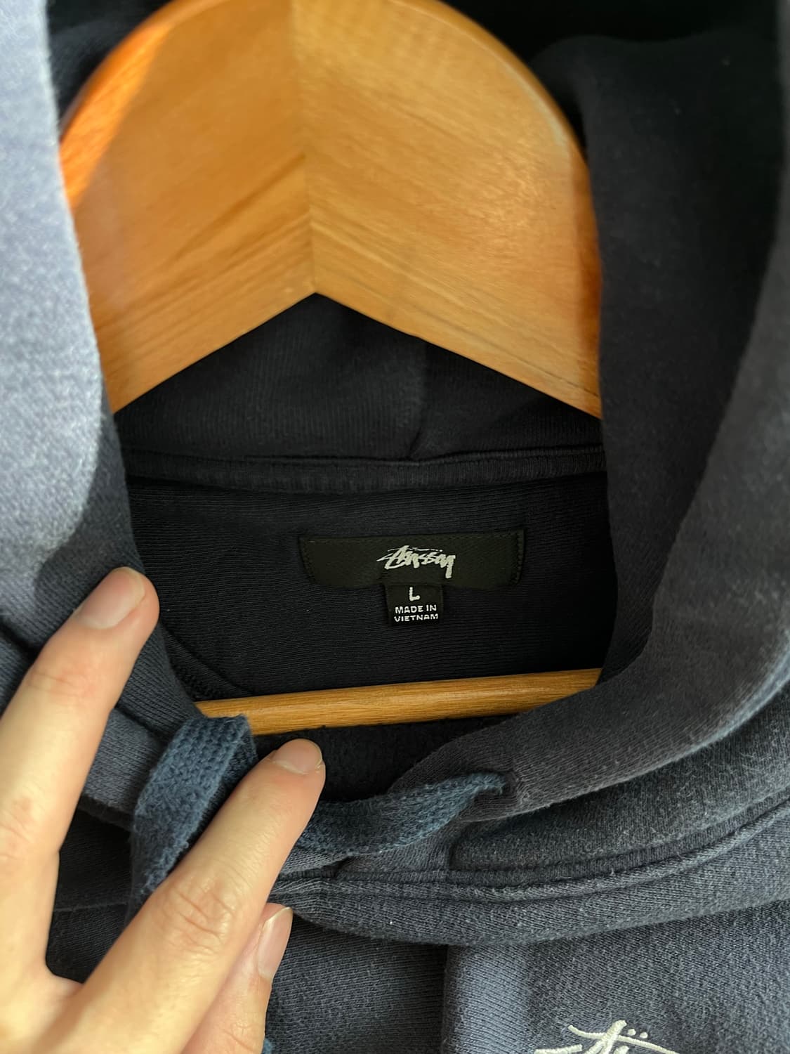 스투시 네이비 후드 L사이즈 상품이미지3