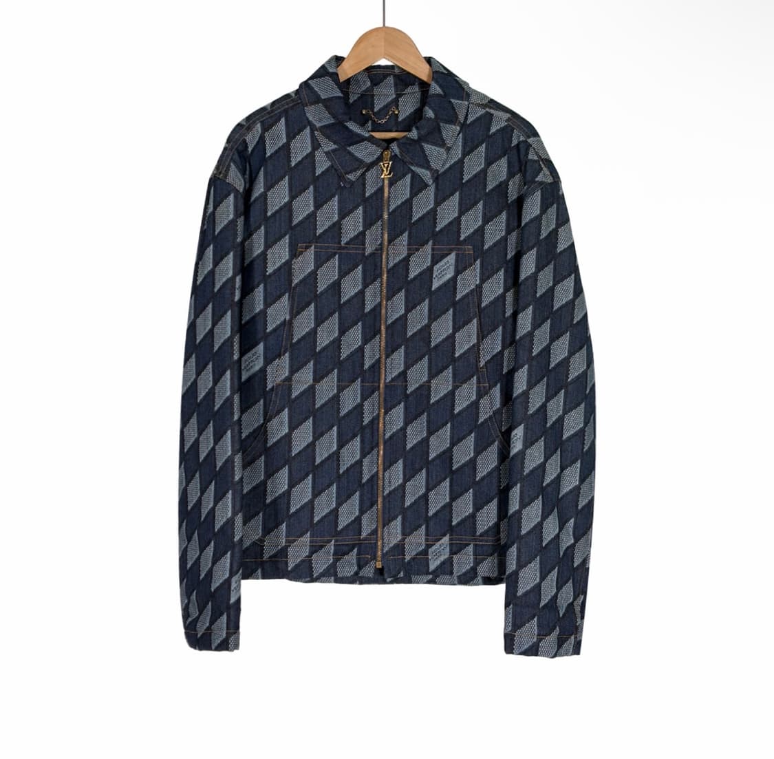 [52] 루이비통 남성 다미에 워크웨어 패디드 데님 트러커 자켓 인디고 상품이미지1