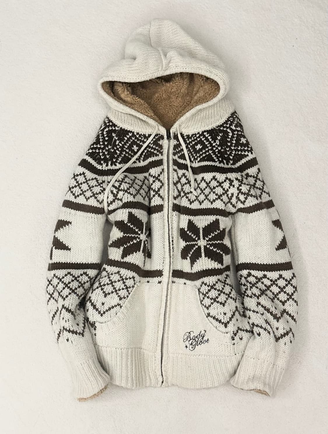 노르딕 패턴 리버시블 니트 후드 집업 상품이미지1