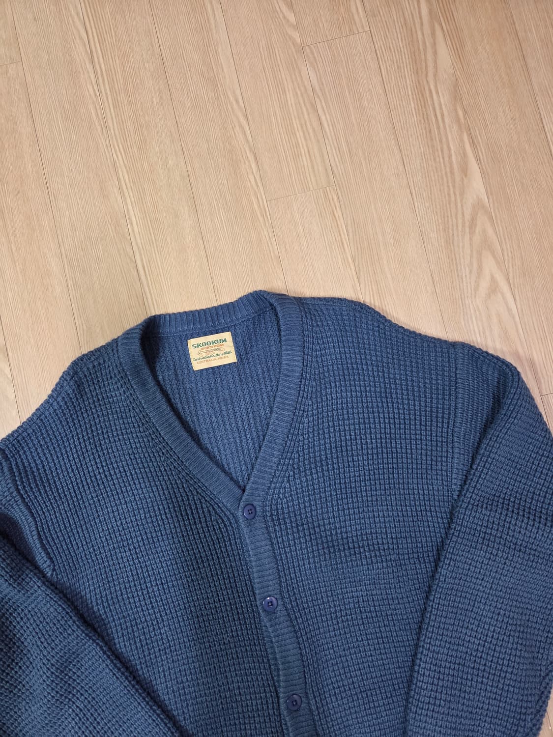 SKOOKUM SHIPS 파스텔 블루 짜임 카디건 상품이미지3