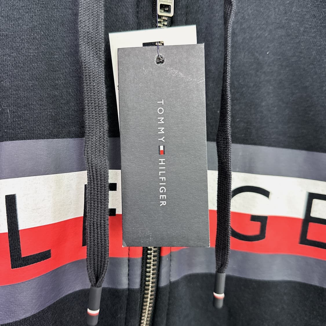 (정품/새상품) 타미힐피거 남성 네이비 로고 짚업 후드 상품이미지3