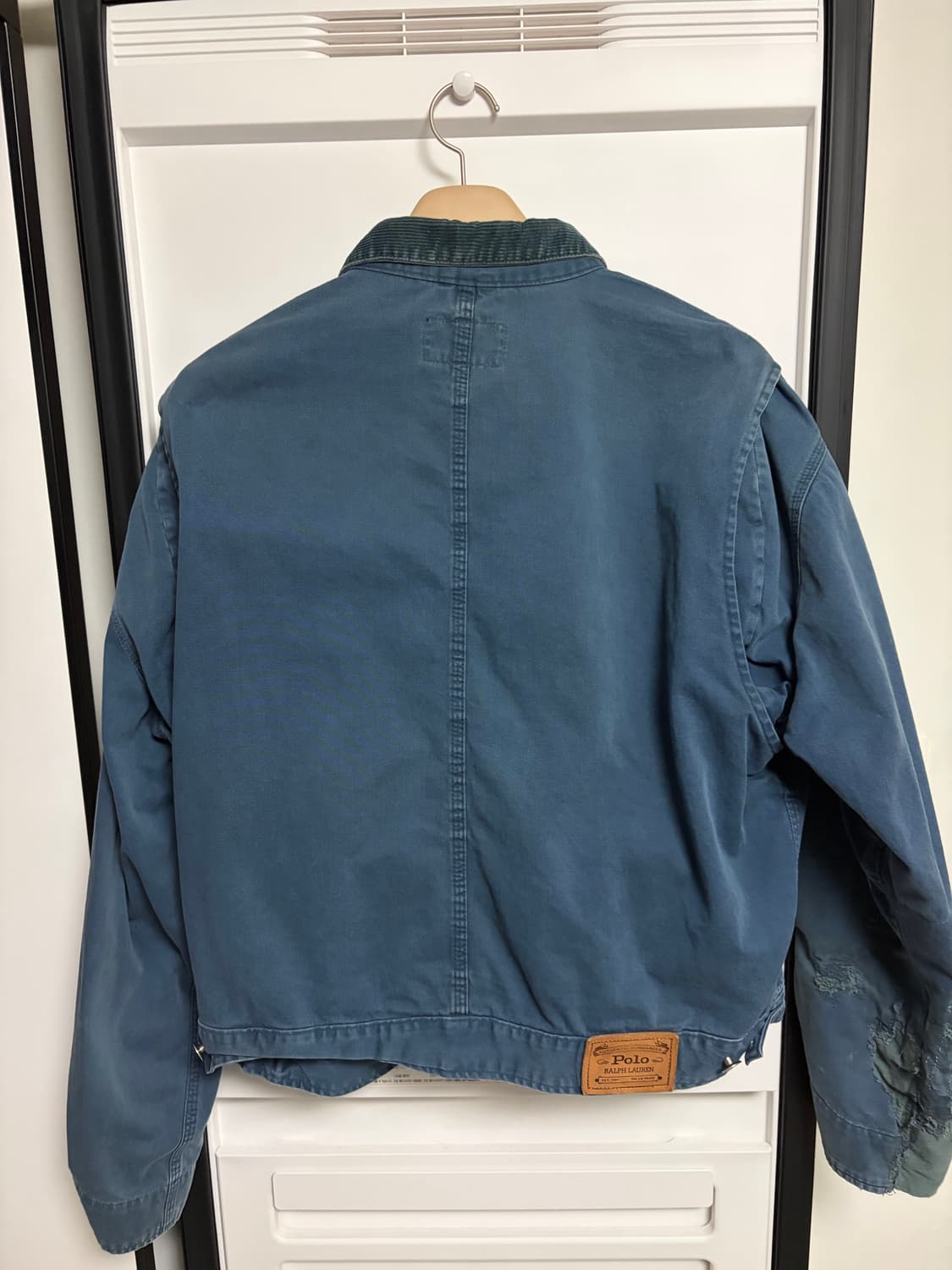 [L] 80s 빈티지 폴로 덩가리 자켓 블루 보로 디테일 polo 상품이미지4