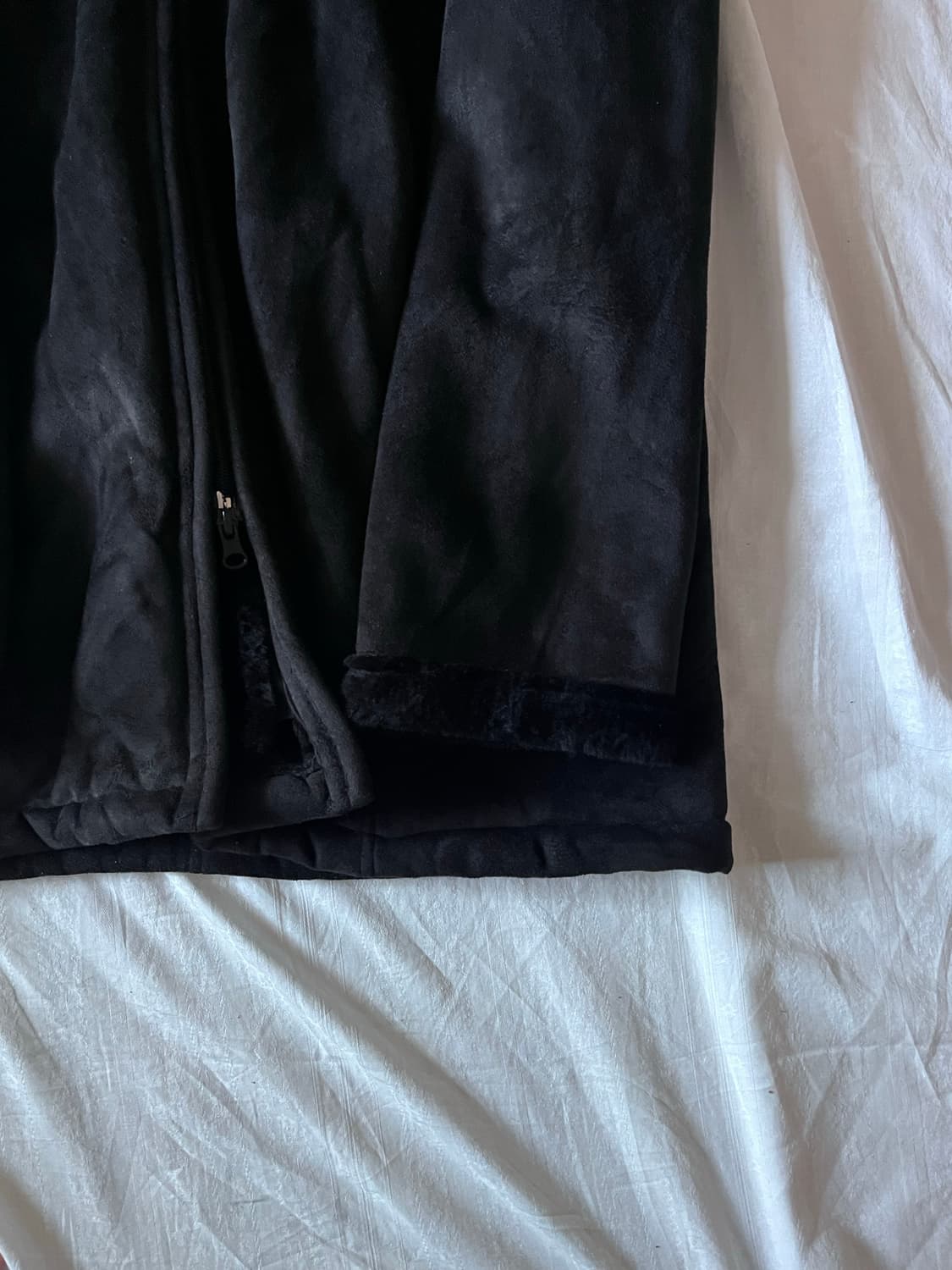 Black Suede Hooded Fur Long Jacket  상품이미지4