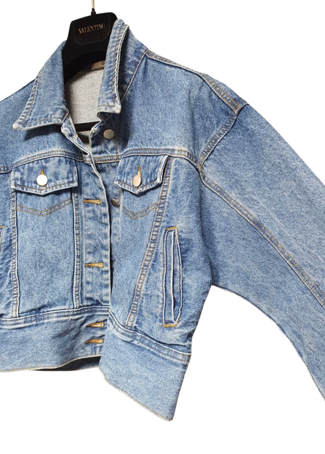 이엔씨 숏 크롭기장데님 청자켓 F s~m 상품이미지4