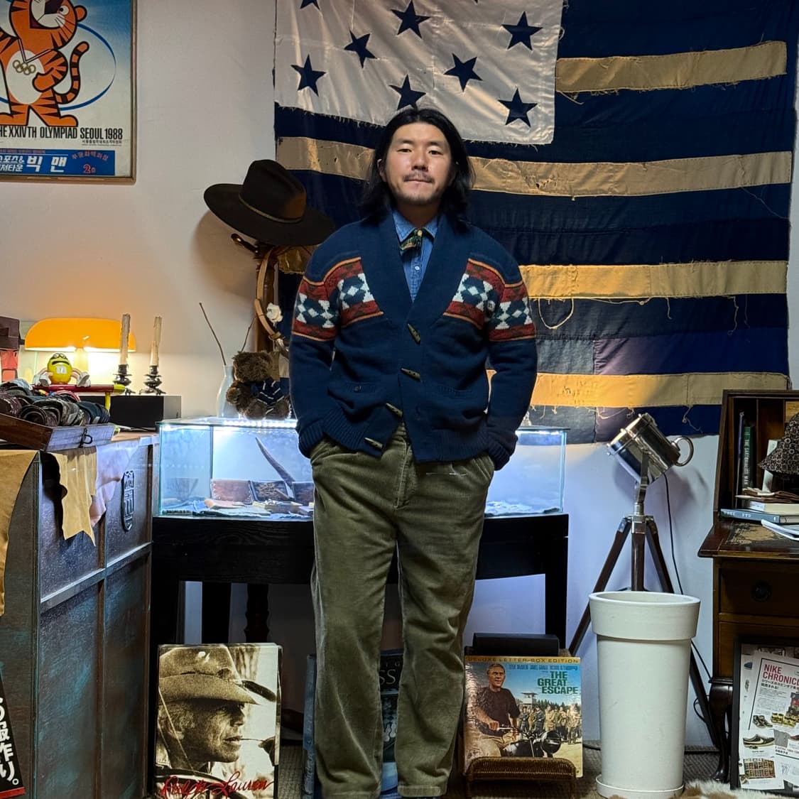 리바이스 노르딕 패턴 더플 숄카라 가디건 L 상품이미지7