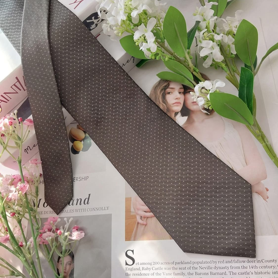 입생로랑 실크 브라운 헤링본 넥타이 9.4cm A+등급 K1778
 상품이미지4