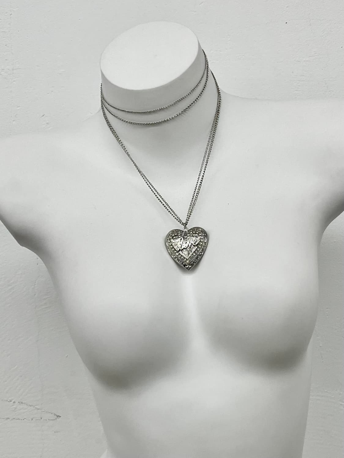 love 큐빅 하트 체인 롱 네크리스 상품이미지1