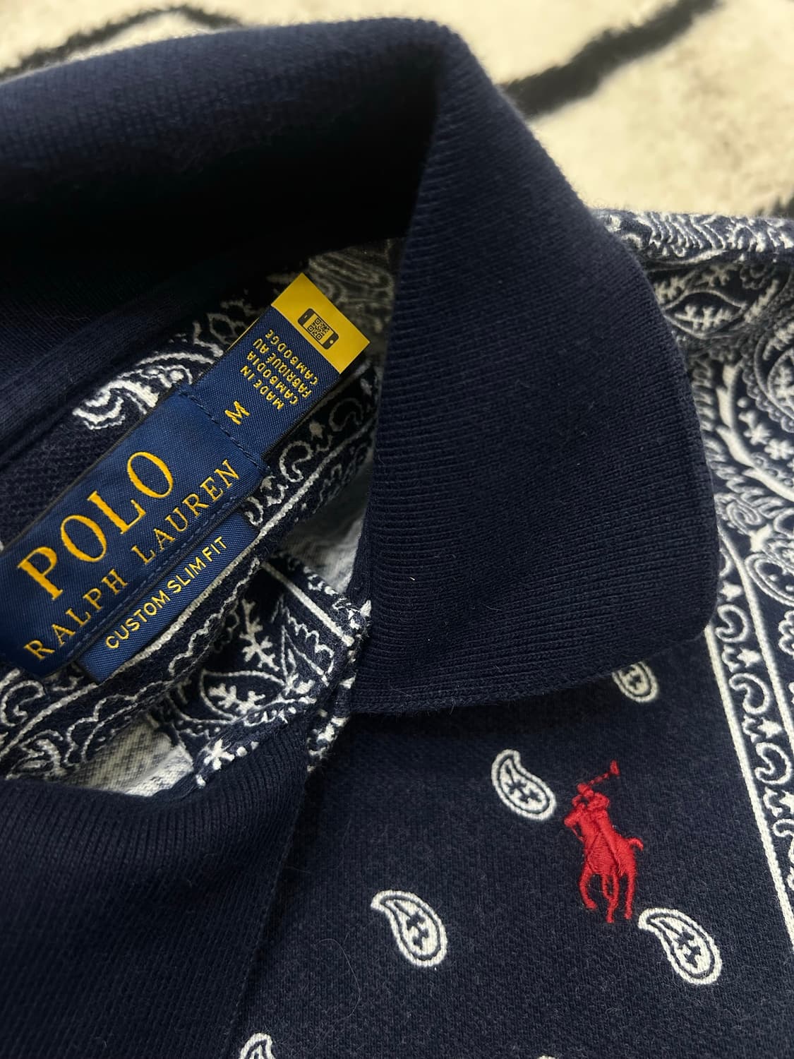 [M]폴로랄프로렌 페이즐리 PK코튼 반팔/네이비/커스텀슬림핏 상품이미지5
