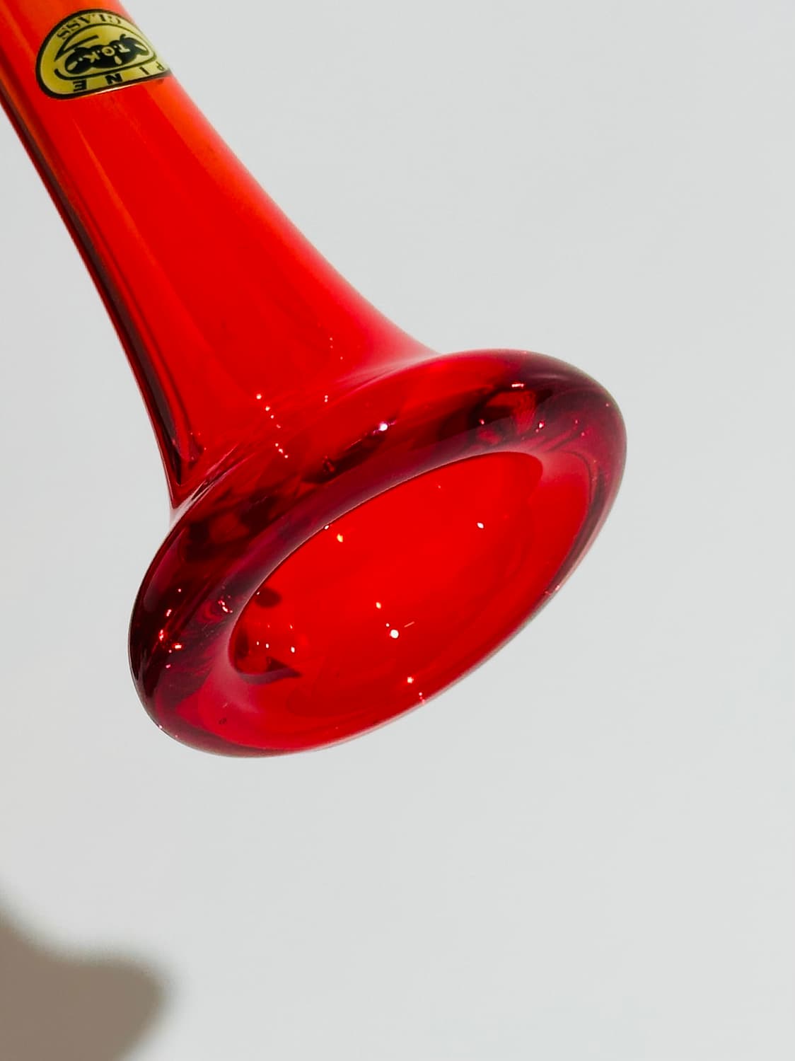 일본 빈티지 TGK Pine 아트글라스 레드 본 화병 상품이미지6