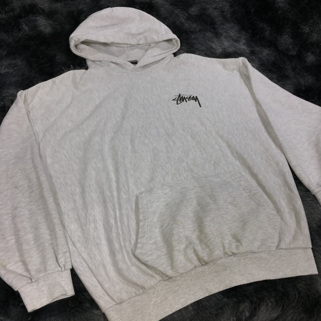 투티/0407 스투시 후드티 화이트 멜란지 주사위 로고 프린팅 L 상품이미지2