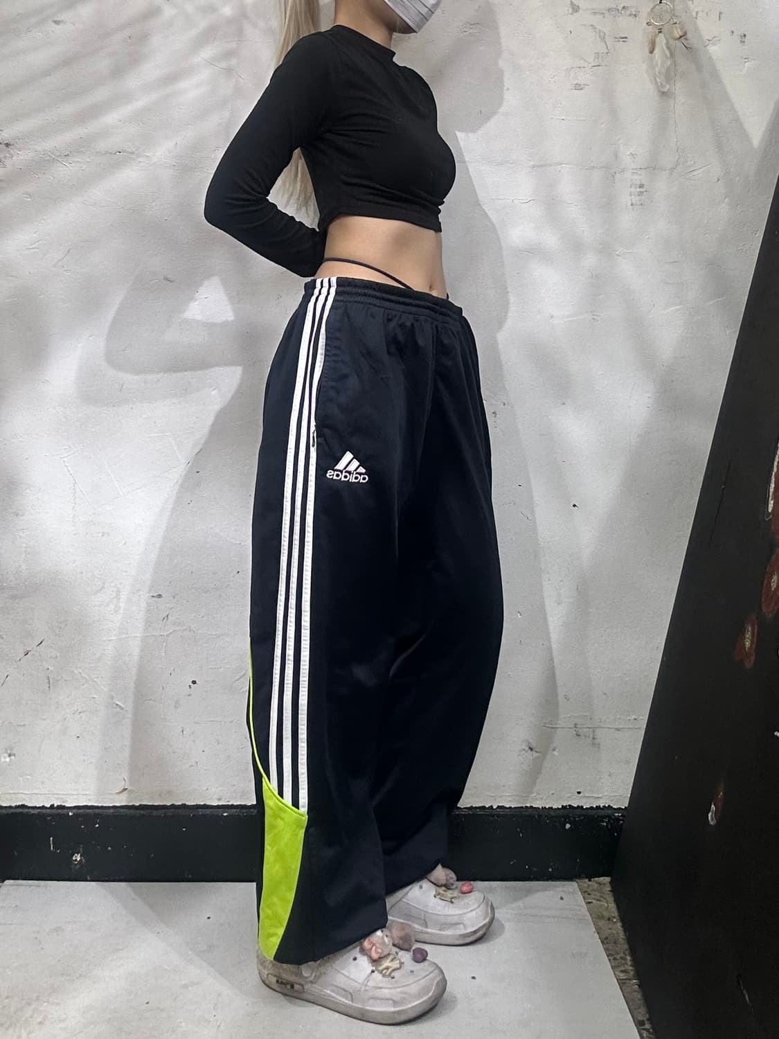 아디다스 블랙 와이드 화이트 삼선 트레이닝 팬츠 추리닝 바지 XL 상품이미지1