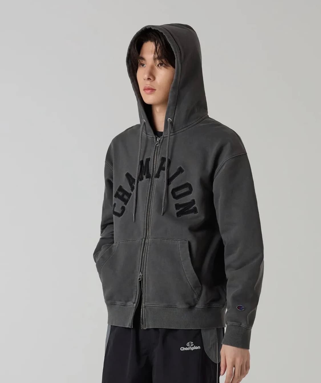 챔피온 김원중 아치 로고 루즈핏 가먼트다잉 후드 집업 3종(일괄판매) S 상품이미지5